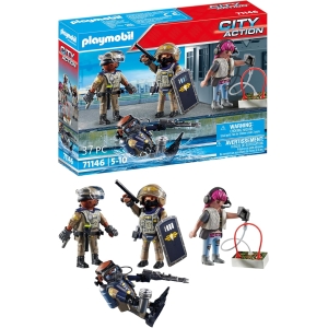 Playmobil 71146 Special Forces Team with Bandit - City Action -with Three Special Forces Members and One Criminal, Shield, Intervention Helmets, Pistols - From 5 Years