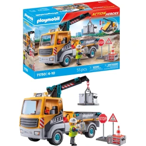 Playmobil | Action Heroes | Camion de Chantier avec Grue | Jouet pour Enfants | Set de Construction | Jouet pour Enfants à partir de 4 Ans | 71750
