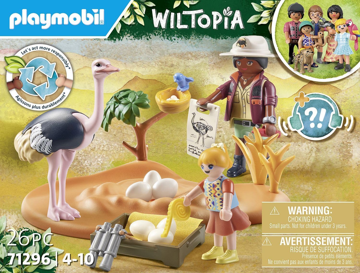 Playmobil 71296 Explorateurs et nid d'autruche - avec Deux Personnages, Une Autruche, Un nid et des Oeufs - Gamme Wiltopia avec Plus de 80% de matériaux recyclés ou biosourcés en Moyenne - Dès 4 Ans – Image 4