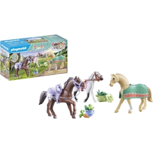 PLAYMOBIL 71356 3 chevaux Morgan, Quarter Horse et Shagya - Horses of Waterfall - Avec des accessoires d'équitation. Fabriqué avec plus de 80% de matériaux recyclés ou biosourcés en moyenne. Dès 5 ans