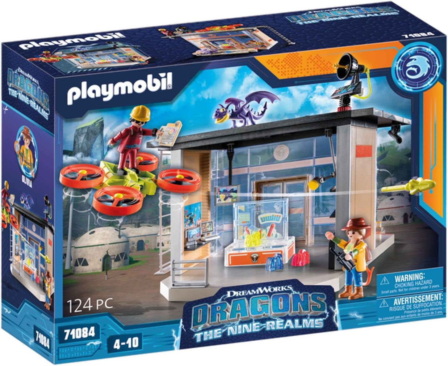Playmobil 71084 Dragons: Les Neufs Royaumes - Labo Icaris - Dragons Nine Realms - avec Deux Personnages, Un Dragon, Un Drone avec Canon Fonctionnel et Le Laboratoire Icaris - Dès 4 Ans