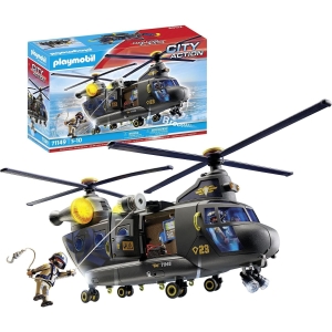 Playmobil 71149 Hélicoptère de Transport des Forces spéciales - City Action - avec Deux Personnages et Un hélicoptère avec Fonctions sonores et Lumineuses - Ville & Métiers - Dès 5 Ans