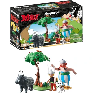 Playmobil 71160 Astérix : La Chasse au Sanglier - avec Les Gaulois Astérix, Obélix, Idéfix Le fidèle Compagnon d'Obélix et Un Sanglier - Dès 5 Ans