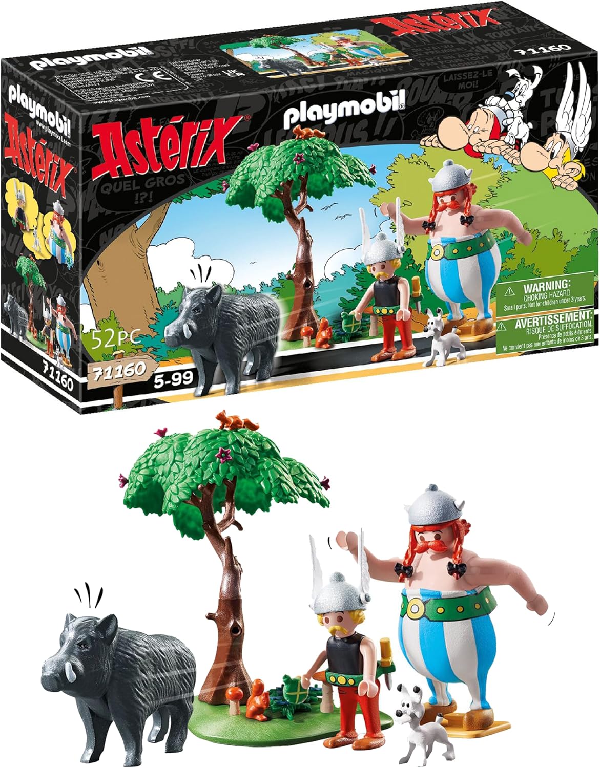 Playmobil 71160 Astérix : La Chasse au Sanglier - avec Les Gaulois Astérix, Obélix, Idéfix Le fidèle Compagnon d'Obélix et Un Sanglier - Dès 5 Ans