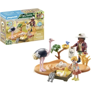 Playmobil 71296 Explorateurs et nid d'autruche - avec Deux Personnages, Une Autruche, Un nid et des Oeufs - Gamme Wiltopia avec Plus de 80% de matériaux recyclés ou biosourcés en Moyenne - Dès 4 Ans