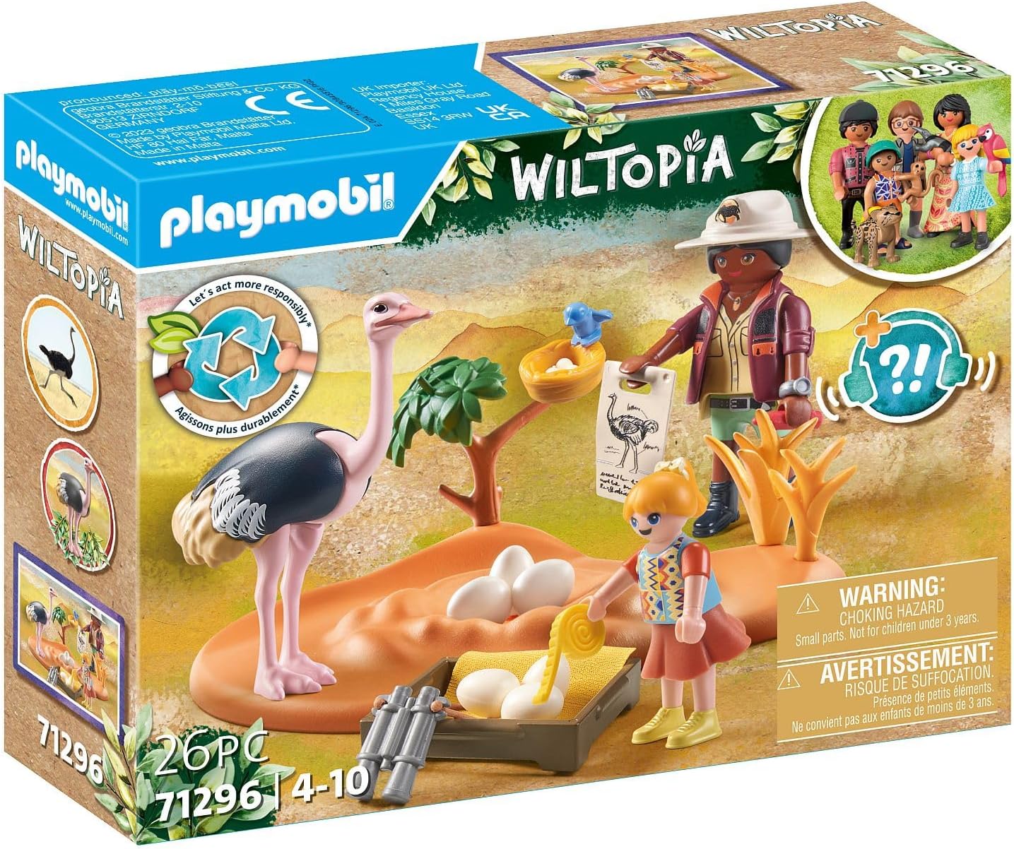 Playmobil 71296 Explorateurs et nid d'autruche - avec Deux Personnages, Une Autruche, Un nid et des Oeufs - Gamme Wiltopia avec Plus de 80% de matériaux recyclés ou biosourcés en Moyenne - Dès 4 Ans – Image 2