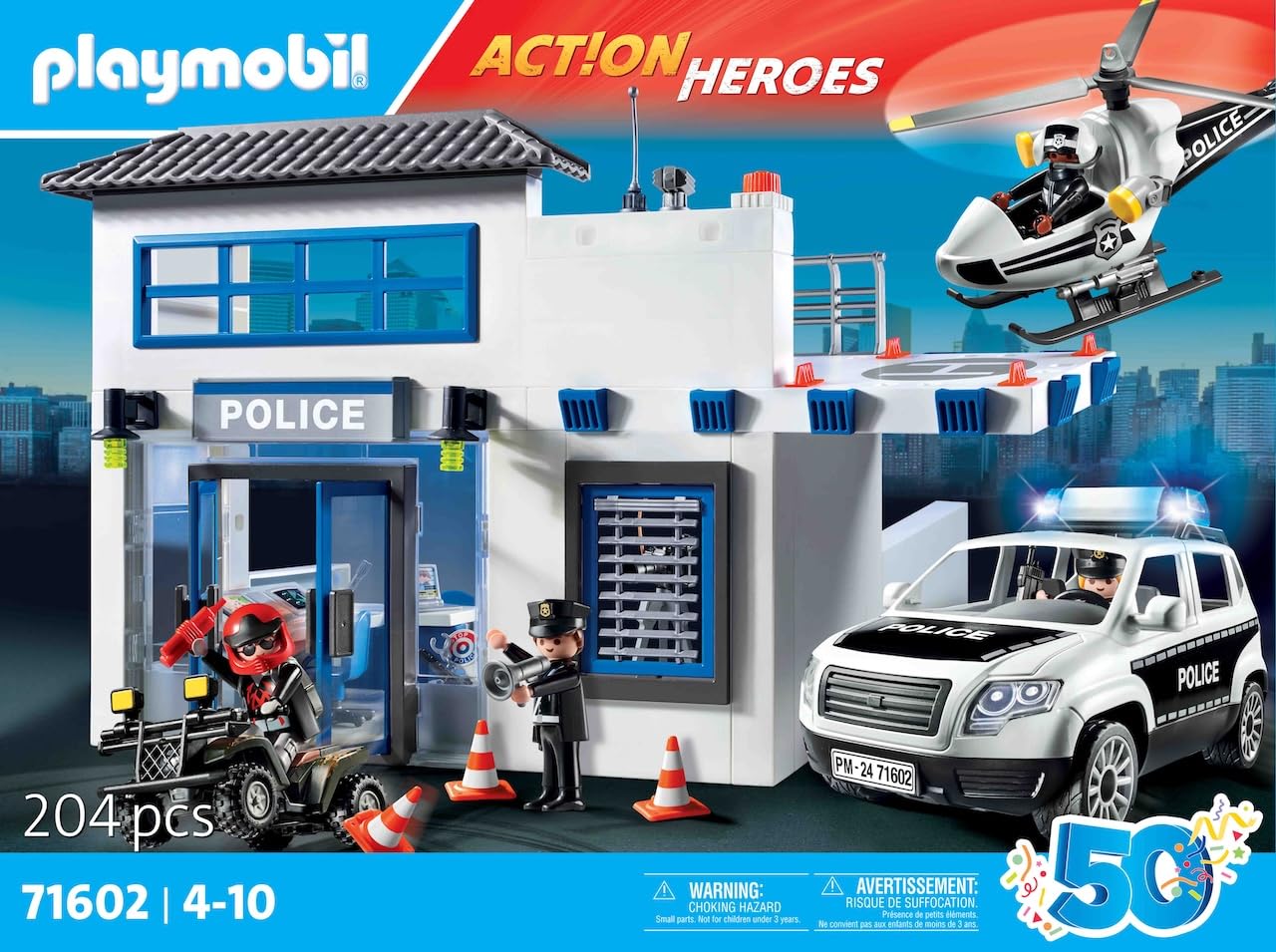 Poste de Police et véhicules Novelmore Action Heroes avec centre de commandement et hélicoptère – Image 4