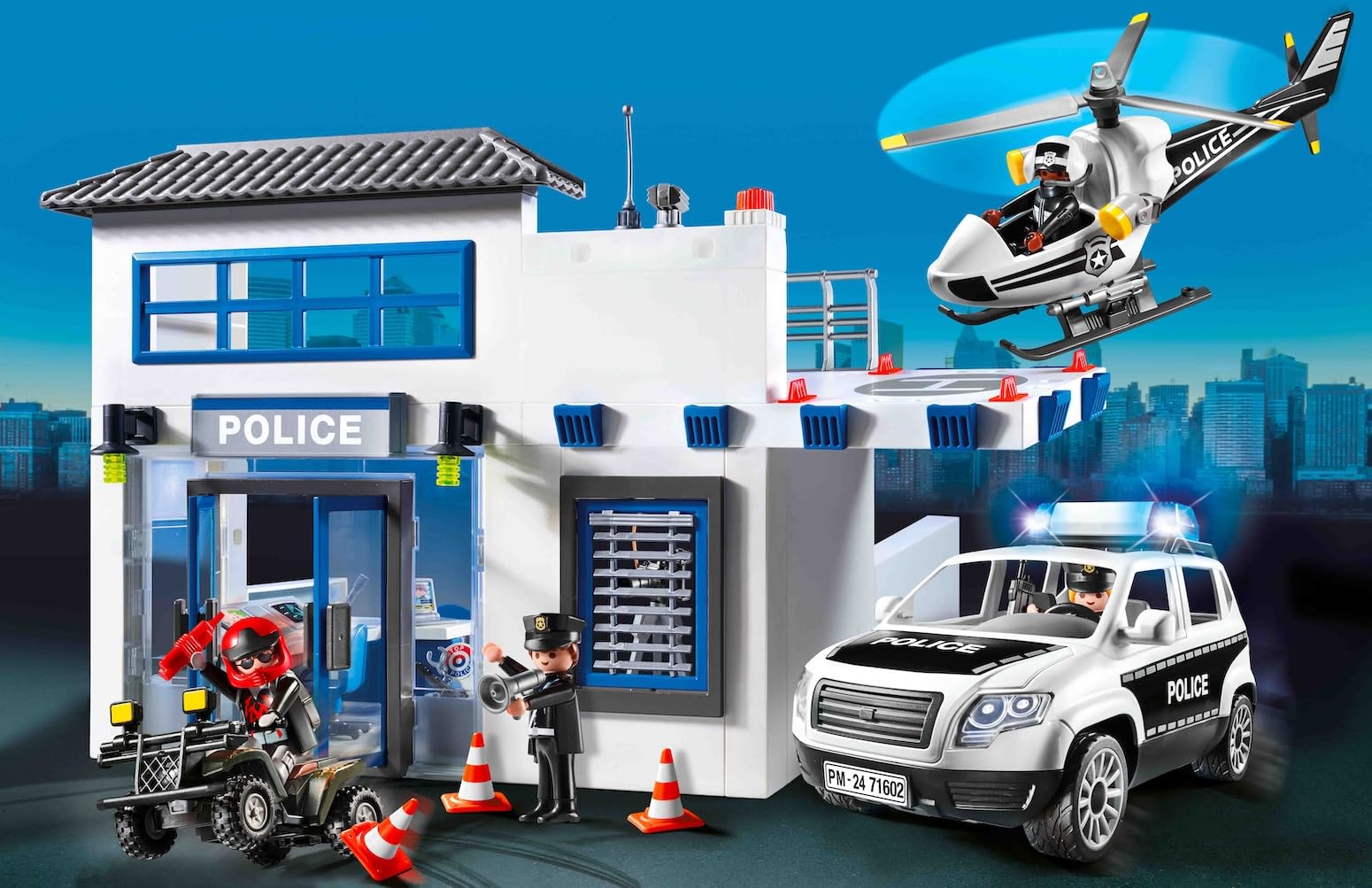 Poste de Police et véhicules Novelmore Action Heroes avec centre de commandement et hélicoptère – Image 3