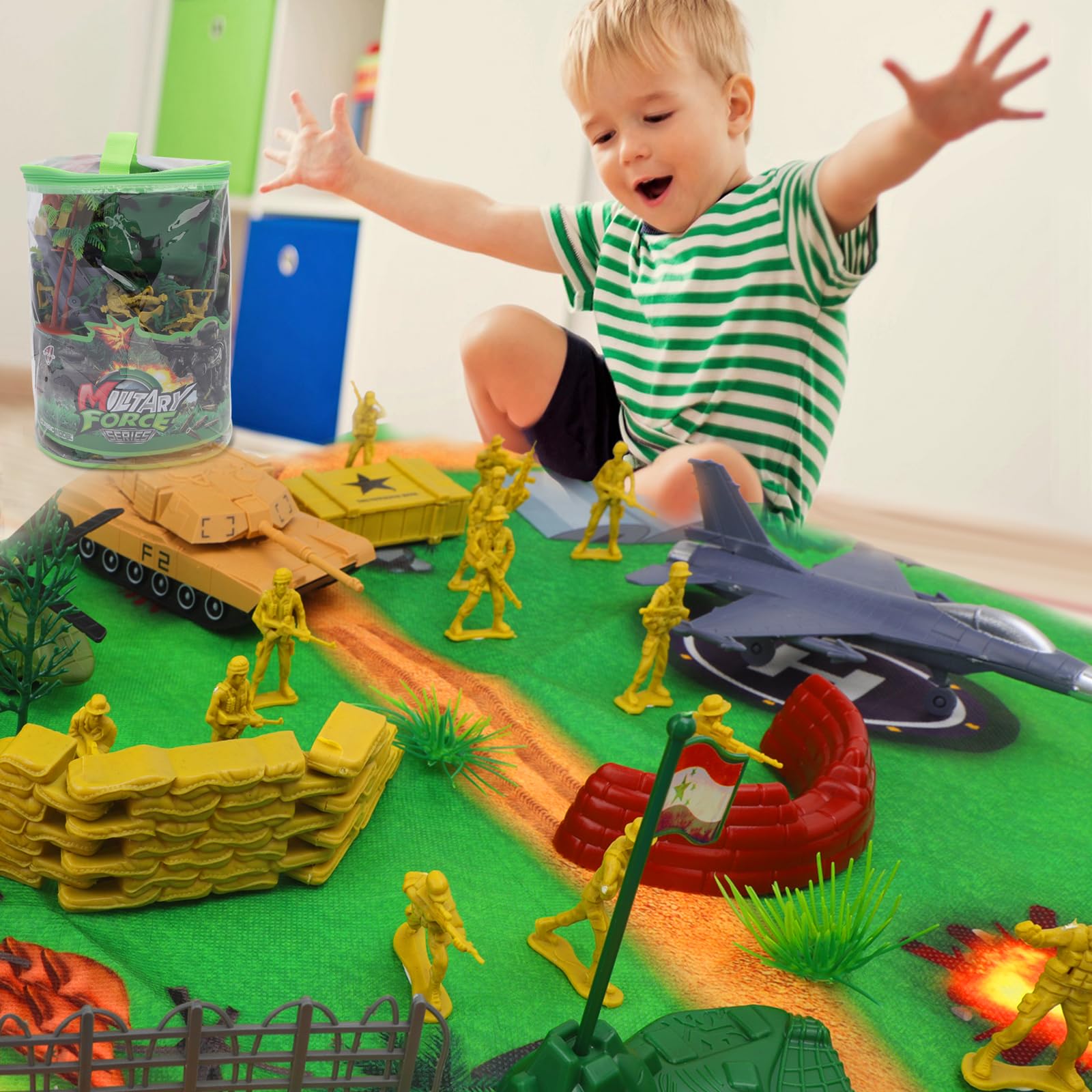 Set de jeu militaire deAO 150 pièces avec soldats, chars, hélicoptères – Image 2