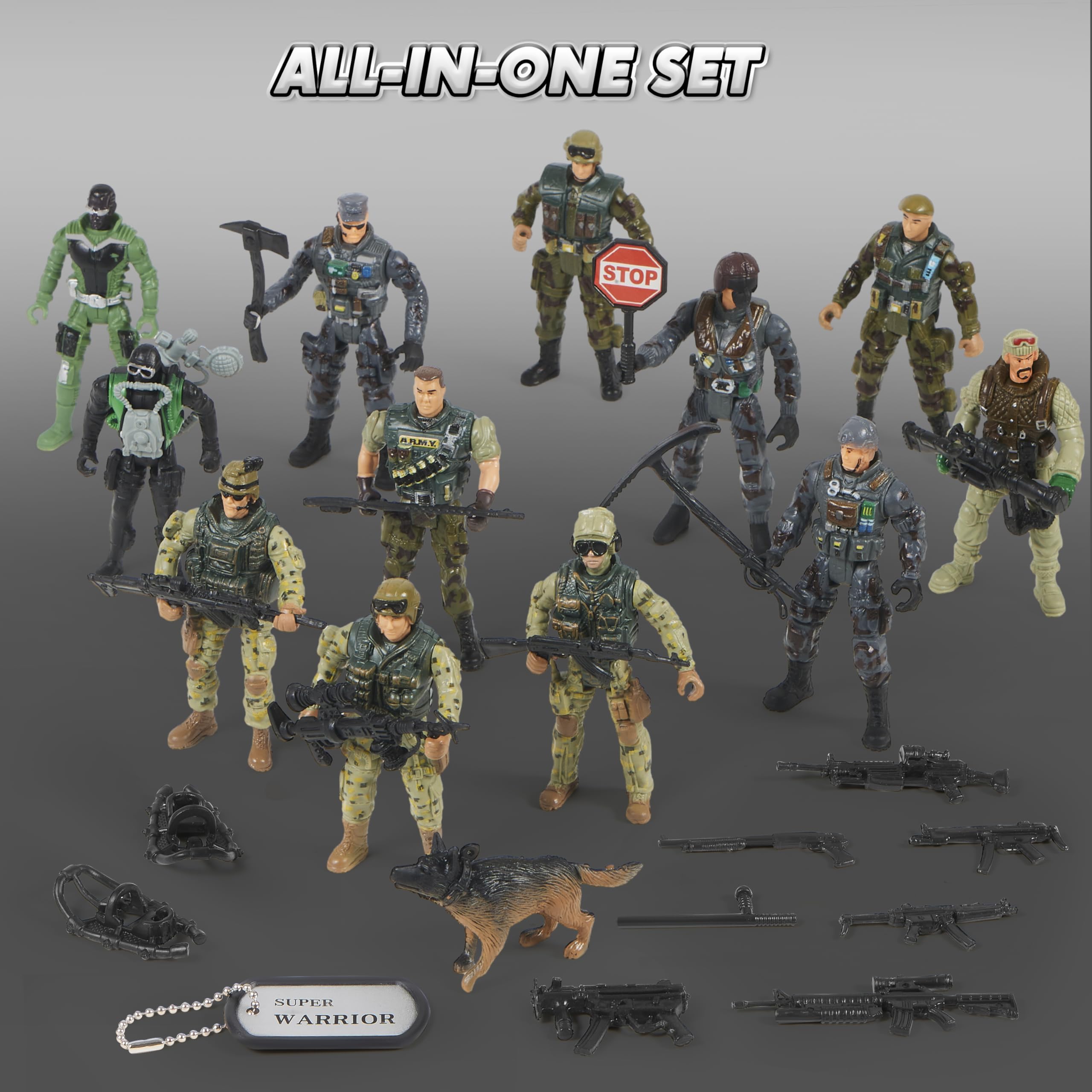 Coffret 16 figurines soldats militaires JOYIN avec 12 gardes forestiers et accessoires – Image 3