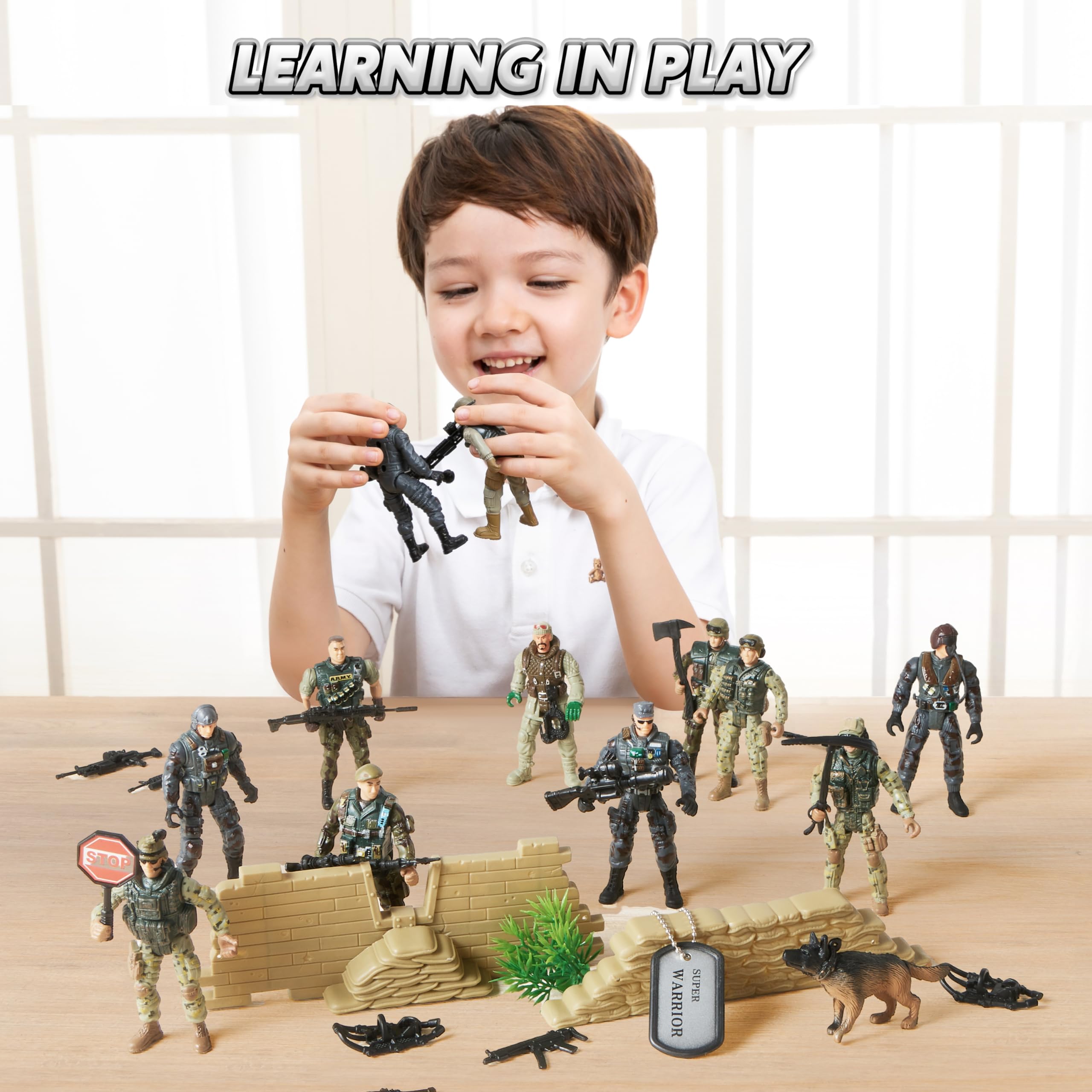 Coffret 16 figurines soldats militaires JOYIN avec 12 gardes forestiers et accessoires – Image 7