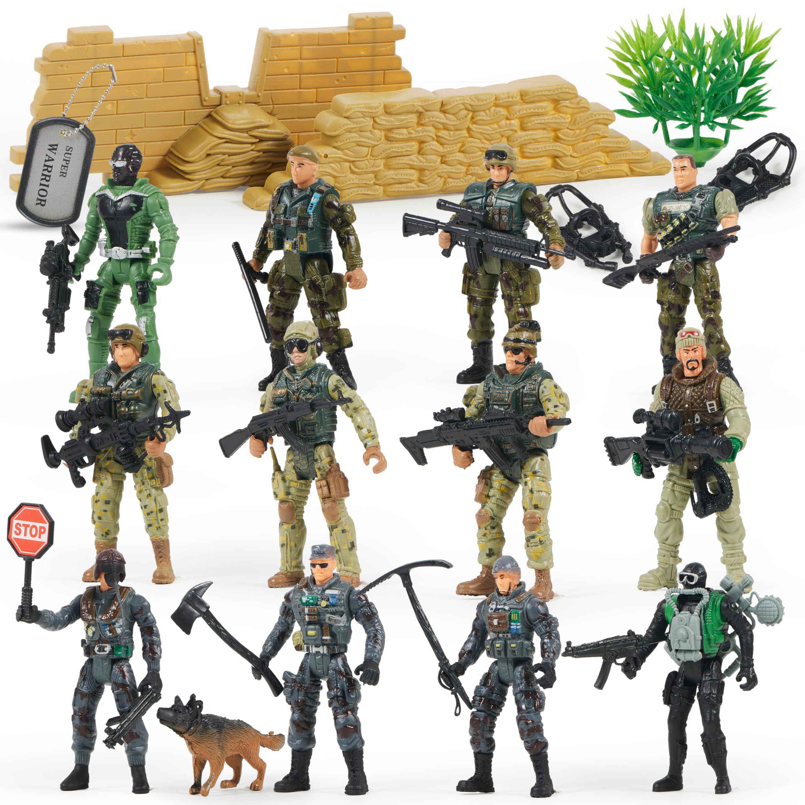 Coffret 16 figurines soldats militaires JOYIN avec 12 gardes forestiers et accessoires