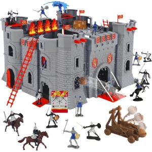 Château Noir Novelmore Forteresse avec Figurines Chevaliers et Dragon