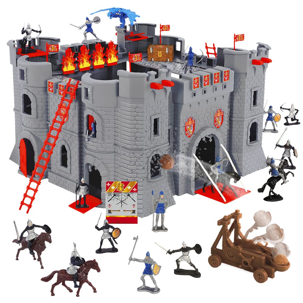 Château Noir Novelmore Forteresse avec Figurines Chevaliers et Dragon