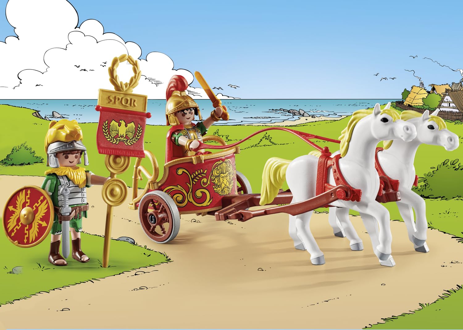 Char Romain Novelmore Astérix avec deux personnages et chevaux – Image 3