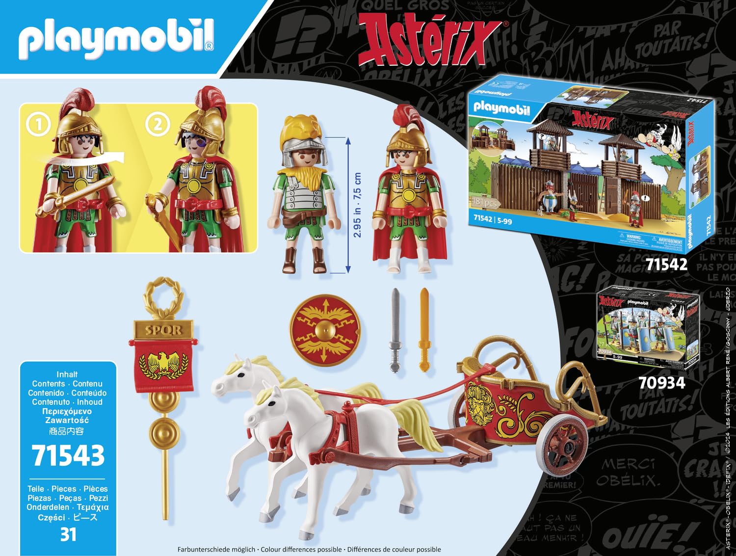 Char Romain Novelmore Astérix avec deux personnages et chevaux – Image 5
