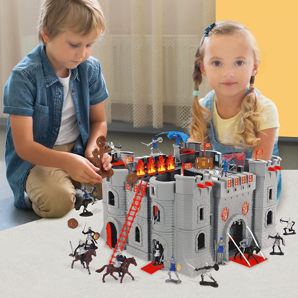 Château Noir Novelmore Forteresse avec Figurines Chevaliers et Dragon – Image 2